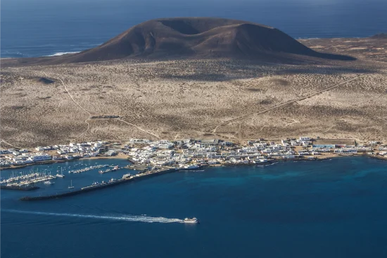 view la graciosa island from mirador del rio lanzarote canary islands spain